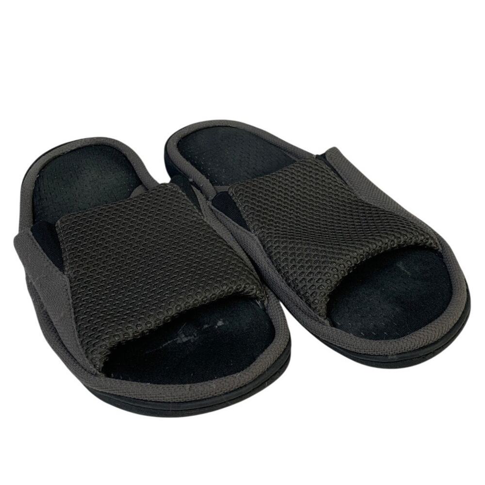 Longbay Mens Size 13-14 Gray Slippers Open Round Toe Slide On House Shoes